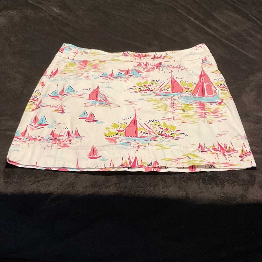 Talbots Pink and Blue Sailboat Print Mini Skirt